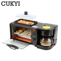 커피콩빵기계 호두과자기계 CUKYI-다기능 아침 식사 3 in 1 전기 커피 메이커 오믈렛 프라이팬 빵 피자 베이킹 오븐 가정용, [02] 220V