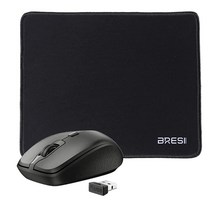 BreSii 노트북용 블루투스 마우스 및 마우스 패드 무선 마우스 무소음 마우스 2.4G/BT 양손잡이용 인체 공학적 커브 디자인 조절 가능한 DPI 및 USB 나노 수신기 안드