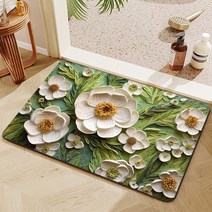 가죽 실리카젤 흡수 매트 방지 슬립 매트 욕실 현관 빠른 건조 매트 욕실 카펫 세면실 바닥 매트, 플라워-013