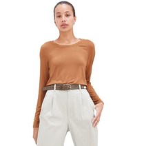 GAP 여성용 럭스 긴소매 크루넥 티셔츠 크리스탈 블루 더스크