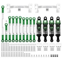 원격 조종 RC 너트 잠금 장치가있는 금속 조향 링크 타이로드 마운트 충격 흡수 장치 키트 1/12 MN D90 D91 MN40 MN45 MN99 MN99s 1/16 WPL C14, [11] WPL green silver