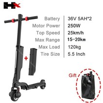 접이식 렌탈 휠 HX 접이식 전기 스쿠터 두 바퀴 미니 휴대용 배낭 자전거 Ebike, 02 With 2 Batteries