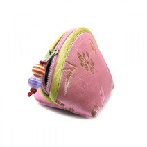 실크 자수 부채꼴 지갑 소 동전지갑 열쇠지갑