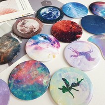 커스텀엑스 휴대용 원형 우주시리즈 예쁜 미니 손거울, 목성(알루미늄), 1개