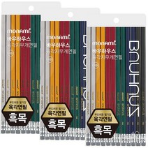 바우하우스 육각지우개연필 클래식 12본 HB/B/2B 흑목, 3세트, 2B