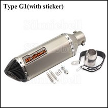오토바이 배기 51mm 범용 모토 rcycle 배기 머플러 파이프 왼쪽 오른쪽 ak 탈출 소음기 ER6N SV650 CRF230, 19 Type G1 sticker