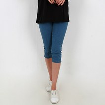 이젠 여성 빅사이즈 밴딩 데님 7부팬츠