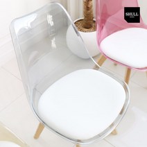 슐 인테리어 가죽 쿠션 원목 투명 에펠체어 아크릴 식탁 카페 의자 SL149, 04_투명클리어