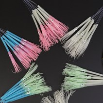 마스터24 케이무라 장축광5각튜브 지선채비 스커트 꼴뚜기채비 갈치바늘낚시 20호 2m 10개입, 파랑튜브+ 아이보리꼴뚜기