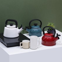 에지리 샤틴법랑 휘슬 주전자 인덕션 IH, 2.1L, 와인레드
