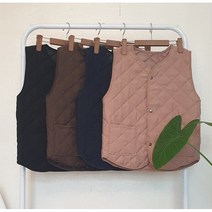 여성 라운드넥 다이아 퀼팅 누빔 솜 조끼 유니클로 대체