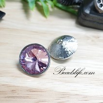 비즈라이프 21mm원형 보석단추2개, 1봉, 백금도금핑크