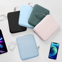 이칠칠 갤럭시탭 A A7 S6 S7 플러스 FE 가죽 멀티 포켓 파티션 파우치 수납 가방, 블랙