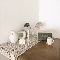 손뜨개 홈카페 협탁보 미니테이블보 책상 패브릭가리개 밥솥덮개 캠핑테이블 다용도 레이스천, 베이지110x110