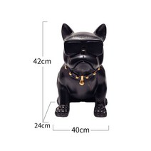초대형 저금통 프렌치 불독 장식 디스플레이 침실, 블랙 - 42cm