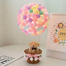 열기구 수면등 침대 벙커침대 DIY 모빌 아이방꾸미기 아기방꾸미기, 중형 브라운테두리마카롱볼+곰