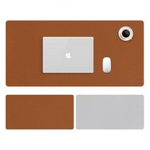 [구즈파크] 마우스 데스크 테이블 PU 가죽 장패드 매트 30 x 60 cm, 브라운+그레이