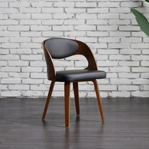 가구로드 올리비아체어 원목의자 곡목 목재 우드 카페 인테리어 디자인 인조가죽쿠션, 올리비아체어-월넛[블랙PU]