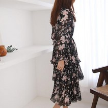 커프스 플라워 원피스 1046797DRESS 쉬폰레이스원피스 베이지 Beige 블랙 Black 아이보리