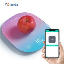 계량전자저울 주방 이유식 커피 yolanda 5kg 스마트 블루투스 앱 디지털 식품 무게 균형 측정 도구 영양 분석, 흰색 유리 주도