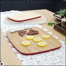 정교한마감처리 북유럽스타일 심플디자인 화이트선 나무도마 원형도마, 라운드 대/레드