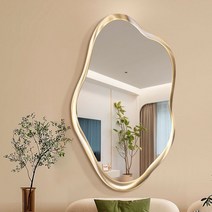 불규칙한 욕실 거울 우드프레임 분장 화장 매장용, 40*70CM 우드프레임 실버