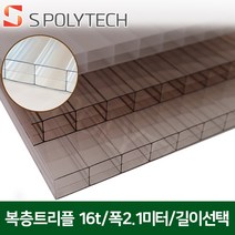 에스폴리텍 복층 렉산 평판 폴리카보네이트 두께 16T 폭 2.1미터 (길이재단무료), 폭2.1미터x길이6미터, 투명