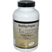 헬시오리진스 E-1000 내추럴 믹스드 토코페롤 소프트젤, 120개입, 1개