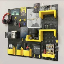 플라스틱 타공판 선반 벽걸이 소품 진열 장식 정리대, 상세 페이지 참고, 80x80cm 블랙/블랙