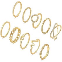 Kohota 10pcs 여성 14k 골드 도금 쌓을 수있는 너클 세트 귀여운 반지