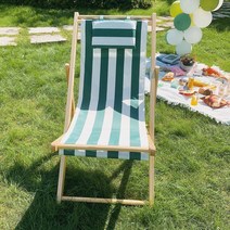 해변 원목 비치 의자 안락 휴식 테라스 베란다 발코니 의자, 녹색스트립