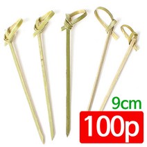 청대나무 리본 과일꼬지 100p (과일꽂이 샌드위치꼬지 수제버거꼬지 과일포크 디저트 산적꽂이, 9cm