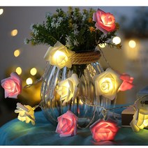 홀로그램장미 소품샵 꽃로즈 라이트 200CM / 20 LED 램프 스트링 배터리 랜턴 로맨틱 실내 웨딩 시뮬레이, 01 RGB
