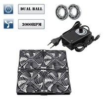 12cm 고속 대형 풍량 100V 220V Btc 채굴 워크 스테이션 캐비닛 120MM 폭력적인 서버 냉각 시스템 팬 키트, 4 Fans Dual Ball_USA Plug