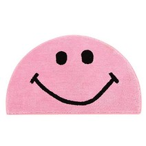 Quality life 거실 방수 반달 러그 반원 방수 화장실 미끄럼방지 발매트 스마일, 핑크 웃는 얼굴