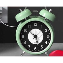 예쁜 레트로 알람 시계 스마트 전자 모닝콜 탁상시계, 대형 야광흑연 블랙 + 배터리 4인치