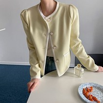 레몬 트위드 자켓 배색 봄 재킷 국내제작 데이트 하객 상견례 원피스 청바지코디