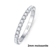 NeeTim D 컬러 풀 모이사 다이아몬드 반지 여성용 스털링 실버 925 금도금 웨딩 신부 밴드 쥬얼리 2mm