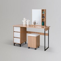 [천삼백케이] [플레인홈] 코기 스틸 수납 화장대 1200 거울 + 의자 포함 (착불), 화이트