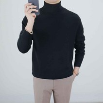로코비전 남성 목폴라 니트 캐시미어 터틀넥 오버핏 부드러운 스웨터