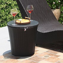 아르아르 라탄 썬베드 비치 수영장 펜션 의자, 티테이블_다크브라운 (강화유리 포함/ 의자X)