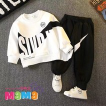 [마마고] 키즈 유아동 맨투맨 상하의 세트 긴팔 조거팬츠 추리닝 V프린팅 남녀공용 츄리닝+캐릭터 마스크 스트랩 증정