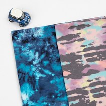 유명한원단 티셔츠원단 대폭 20수 면 싱글 스판 다이마루 원단 물나염 2종, 블루(F일이)