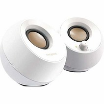 크리에이티브 Creative 페블 플러스 2.1 USB 데스크탑 스피커 최대 8W RMS 전원 다운 파이어링 서브우퍼 블랙, 2.0 USB-A Speaker (White)