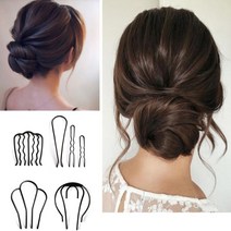 올림머리가 쉬워지는 U머리핀 헤어핀5종 고정 뒤꽂이 긴 똥머리 묶기 업스타일 셀프 한복 드레스, 3.4핀원형핀
