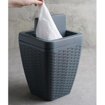 고급스런 라탄느낌 플립 휴지통 7L 이사선물 침실휴지통 청소, 1개, 화이트