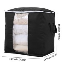 록신 가정용 저장 가방 저장 상자 퀼트 의류 분류 상자, 수납봉지, 블랙    수직 지불