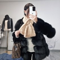 [BANAI 바나이] 바나이 자체제작 쁘띠 밍크니팅머플러 목도리 나팔 디자인 풀스킨 천연