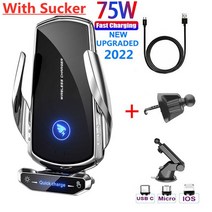 차량휴대폰거치대100W 무선 충전기 자동차 전화 홀더 아이폰 X 13 14 프로 맥스 샤오미 삼성 S20 S21 Qi, 11 silver with Sucker