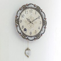 꾸미아트 베니 엔틱 무소음 추 벽시계, 골드